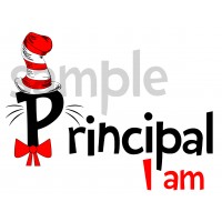 Principal I am iron on transfer, Cat in the Hat iron on transfer for Principal(2s)